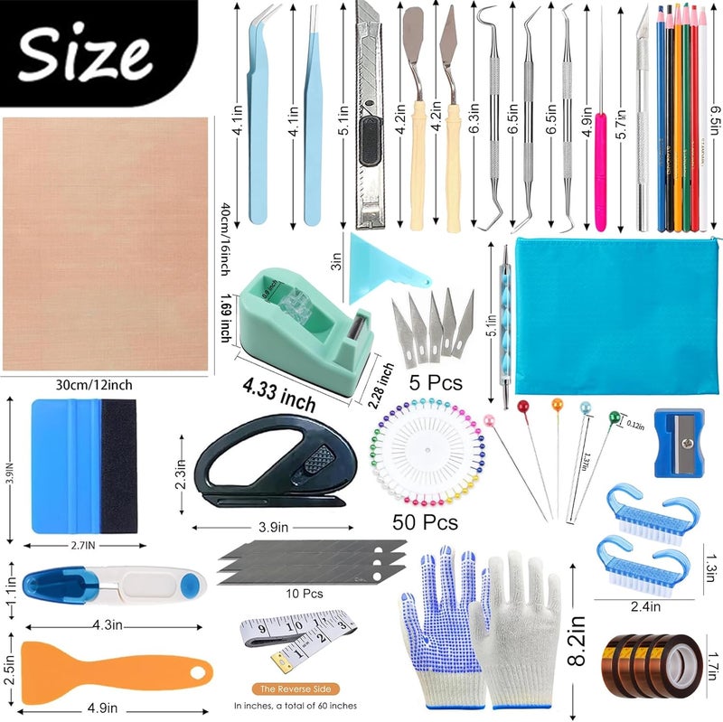 XEUZK 102Pcs Weeding Tools for Vinyl Set, Precision Craft Vinyl Weeding Tools Kit for Scrapbooking, Weeding Vinyl, DIY Art Work Cutting, Lettering, Splicing (Blue Tools) - Image 2